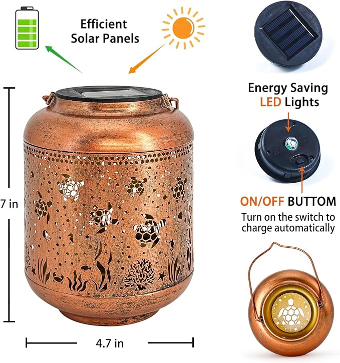 Sea Turtle Solar Lanterns Outdoor Waterproof, Hanging Solar Lights Sea Turtle - Image 6