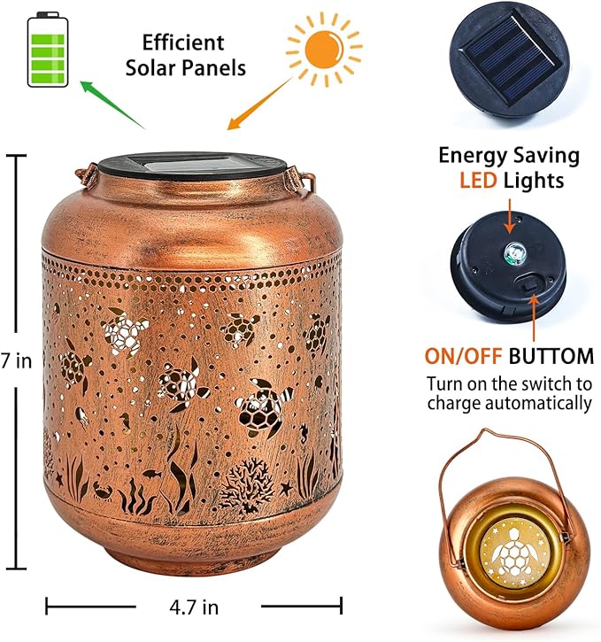2 Pack Sea Turtle Solar Lanterns Outdoor Waterproof, Hanging Solar Lights Sea - Image 5