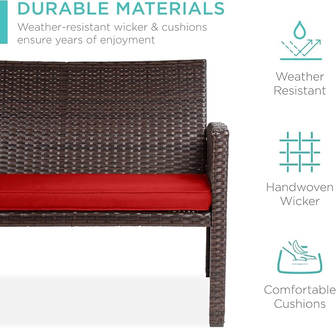 Best Choice Products 4-Piece Outdoor Wicker Patio Conversation Furniture Set - Image 3