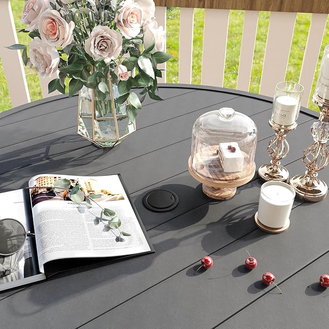 VICLLAX 5 Pieces Patio Dining Set, Outdoor Furniture Set Includes 41.2" Round - Image 2