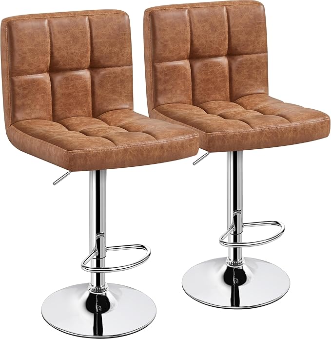 Yaheetech Bar Stools Set of 2, PU Leather Swivel Barstools, Height Adjustable by Yaheetech