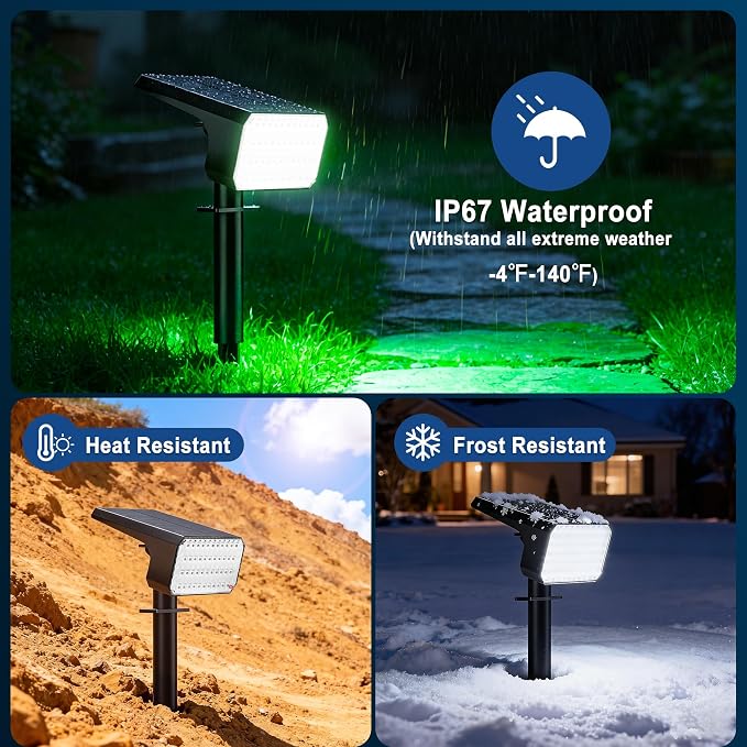 LANSOW Solar Spot Lights Outdoor Color Changing, LED Solar Powered Flood Lights - Image 5
