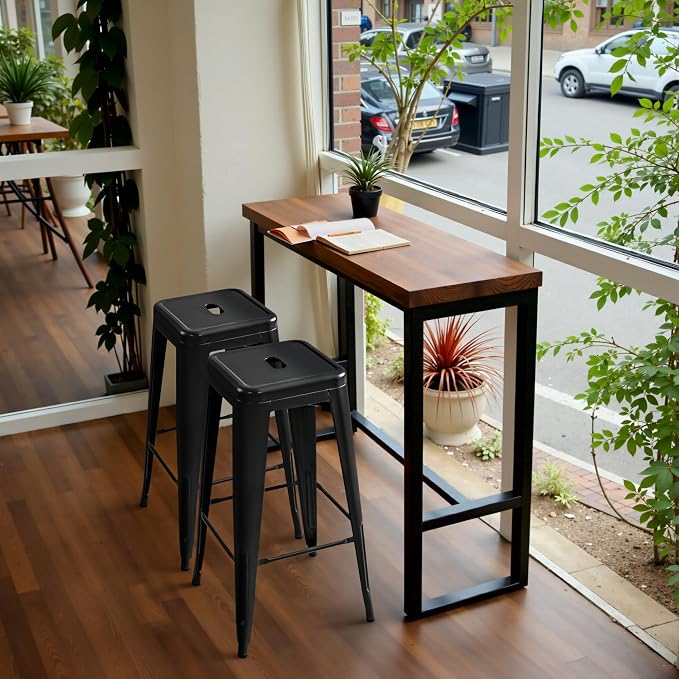 Furmax 30 Inch Metal Bar Stools Set of 4, Counter Height Backless Stools - Image 7