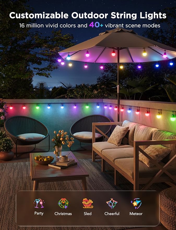 Govee Smart Outdoor String Lights 2, 144ft Outdoor Lights - Image 2
