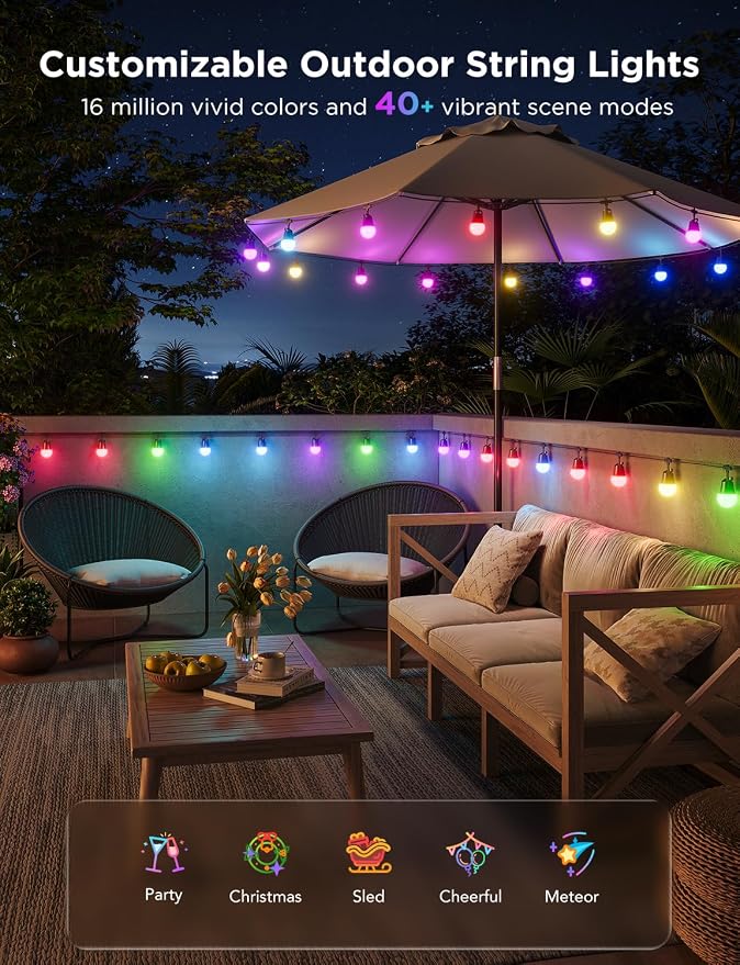 Govee Smart Outdoor String Lights 2, 48ft Outdoor Lights - Image 4