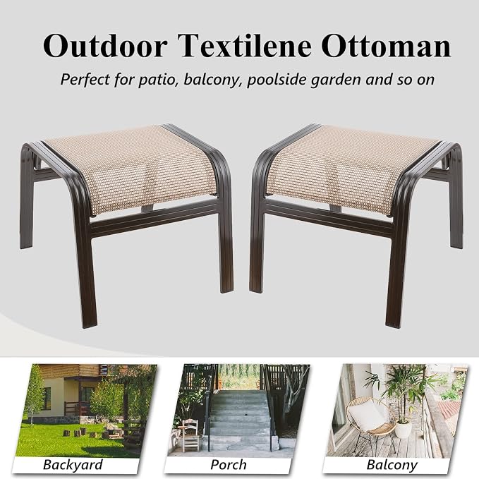 Outdoor Footstools Metal Patio Chairs Outdoor Ottoman Furniture Outside - Image 5