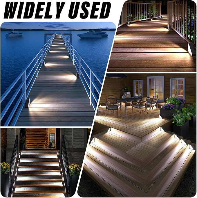 ROSHWEY Solar Step Lights for Outside, 16 Pack Solar Powered Stair Lights - Image 2