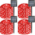 QITONG 4 Pack Solar Fairy Lights, Each 33ft 100 LED Red Christmas String Light by QITONG