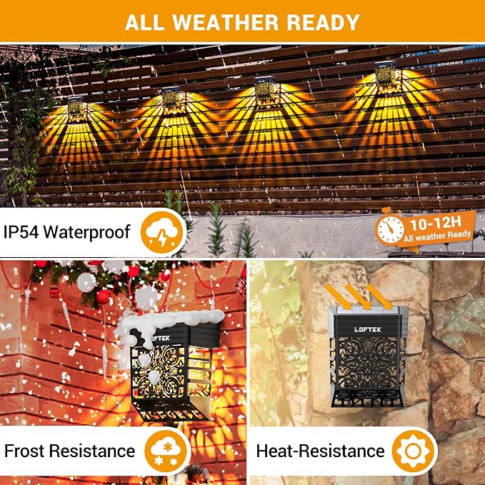 LOFTEK Solar Deck Lights, 8 Pack Solar Fence Lights, Outdoor Patio Decorative - Image 3