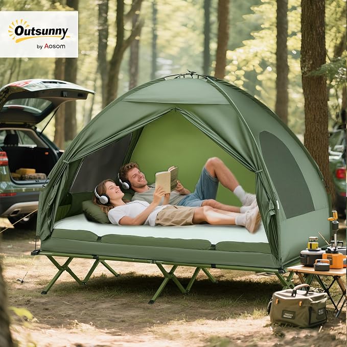 Outsunny Camping Tent Cot, Folding Tent Cot Combo - Image 2