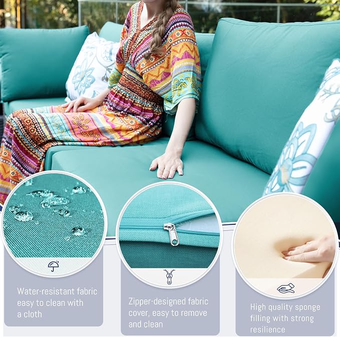 BULEXYARD 9 Piece High Back Outdoor Sectional Seating - Image 3