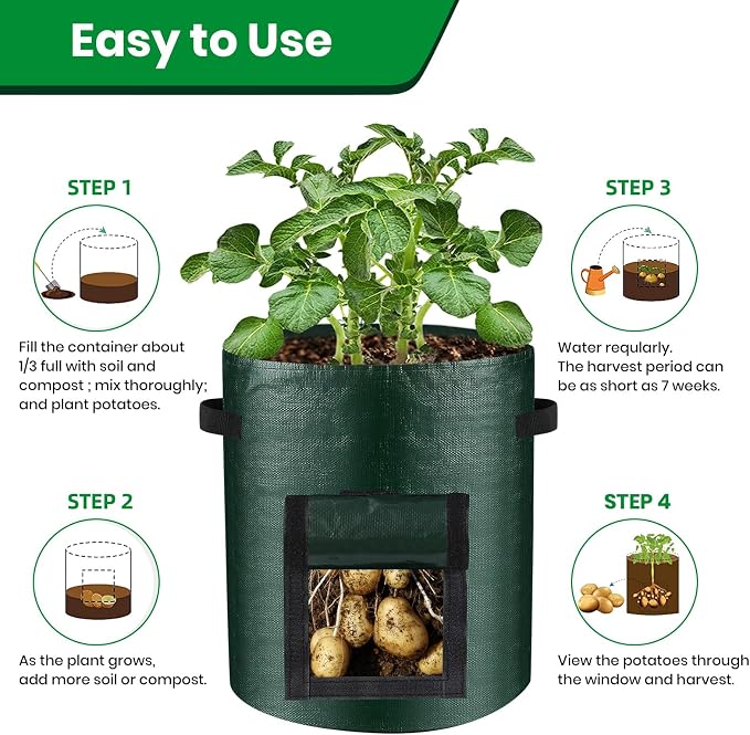 10 Gallon 8-Pack Grow Bags, Durable PE Fabric Pots - Image 6