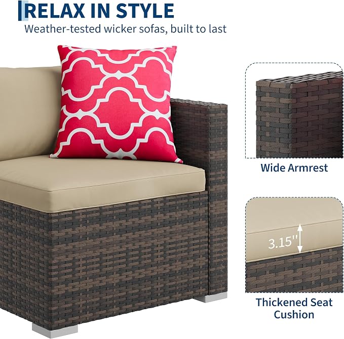 GAOMON 5-Piece All-Weather Patio Furniture Set, Convertible Outdoor Sectional - Image 6