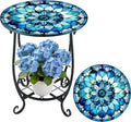 Outdoor Side Table Round Small Mosaic Patio Accent Indoor End Plant Coffee Tea by Cinnvoice