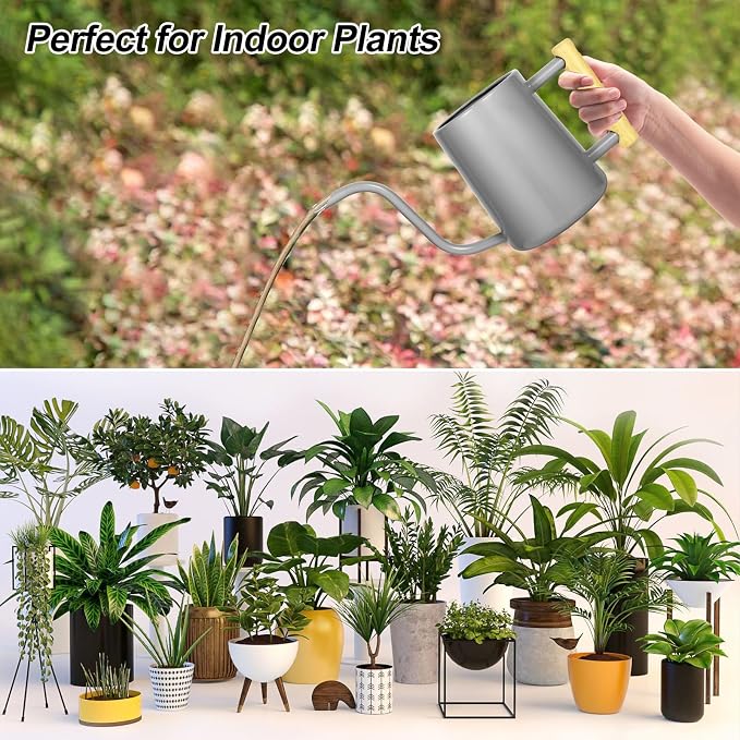 Watering Can Indoor Plants, 35 oz/1000 ml Metal Stainless Steel Watering Can Pot - Image 7