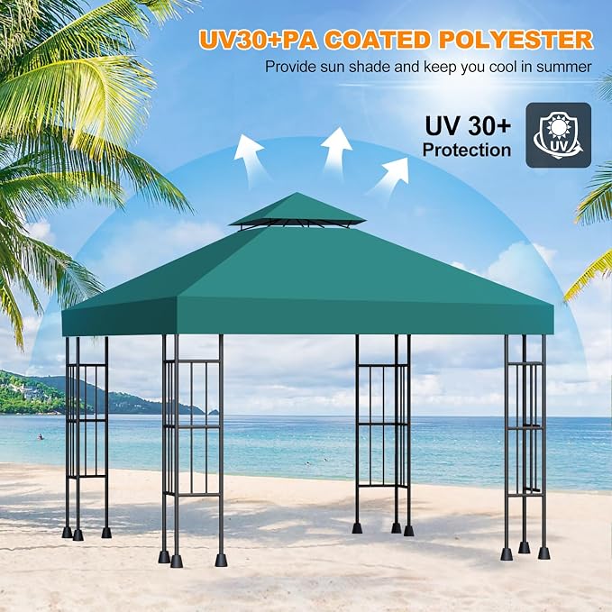 10x10 Canopy Replacement Top Cover Canopy Top Replacement Double Layer Vented - Image 4