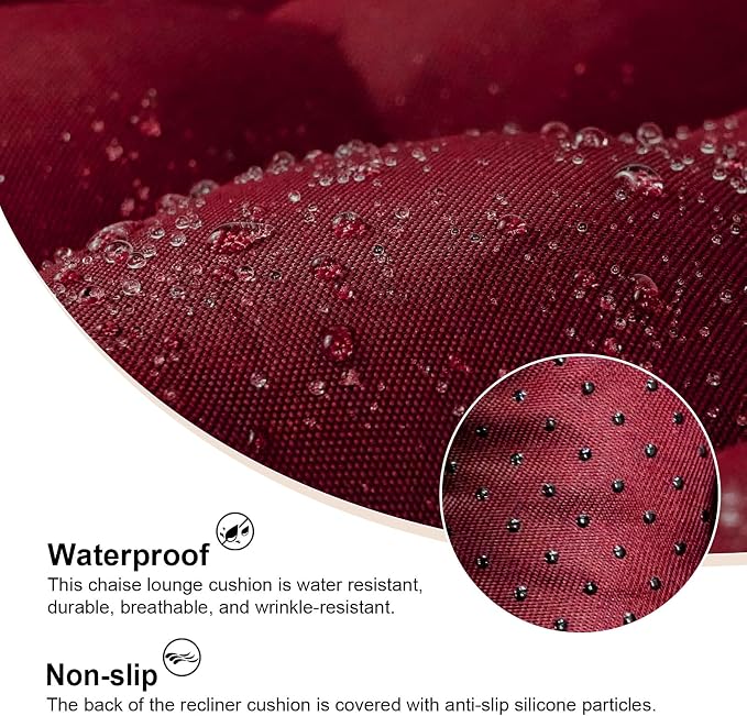 ERWUDEling Patio Lounge Chair Cushion, Waterproof Lounge Chair Cushion - Image 3