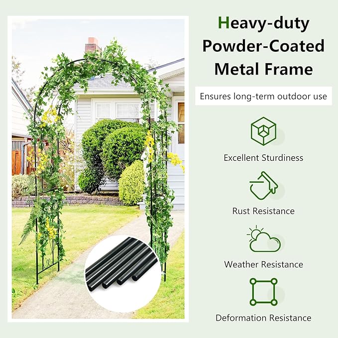 Moccha Garden Arch, 7.2Ft Metal Arbor - Image 4