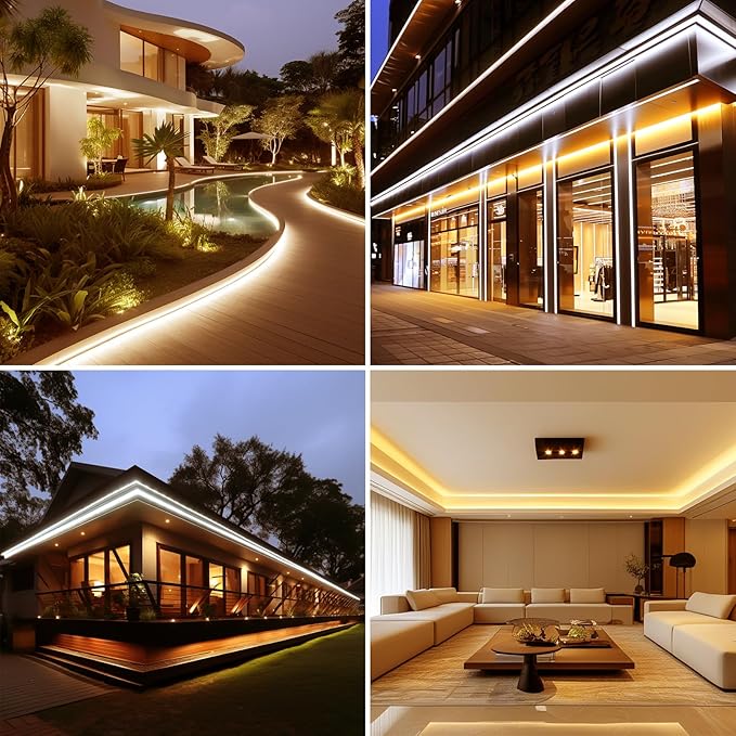 AC 110V COB LED Strip Lights Outdoor Waterproof 65.6ft, 2700K Warm White Super - Image 5