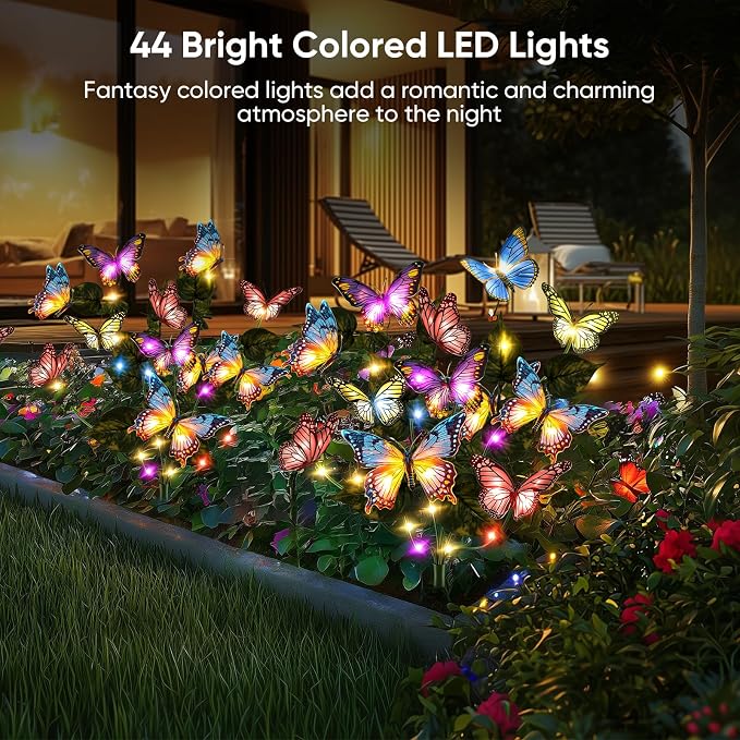 Solar Lights Outdoor Garden Decor: 4 Pack 68 Silk Butterflies - Image 5