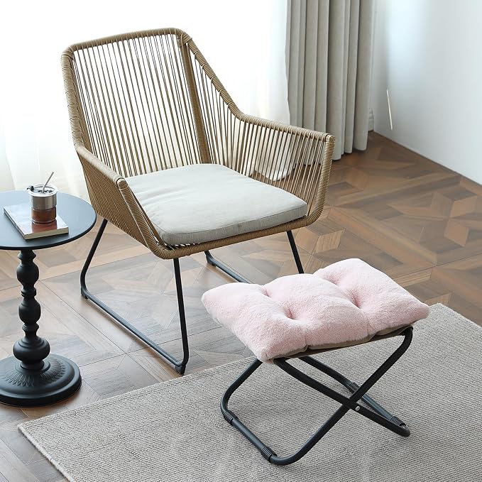 LITA Folding Footrest Stool, Portable Ottoman Foot Rest, Upholstered Small - Image 8