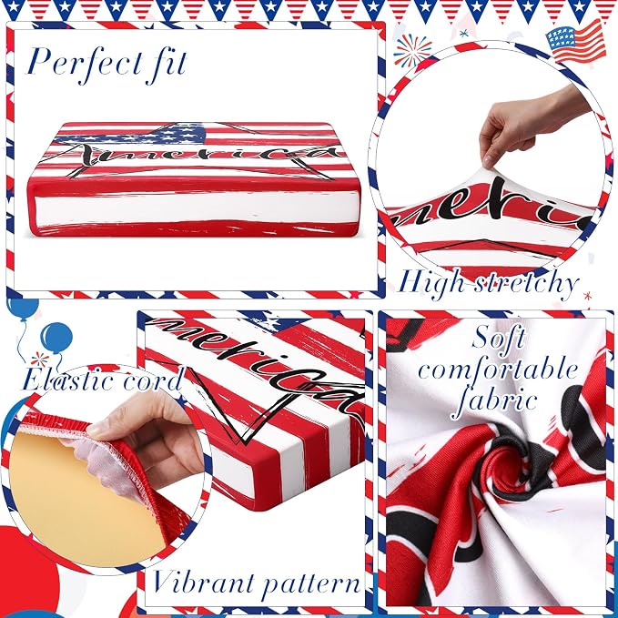 Newwiee 8Pcs Patio Cushion Covers Stretch Outdoor Cushion Cover Replacement - Image 3