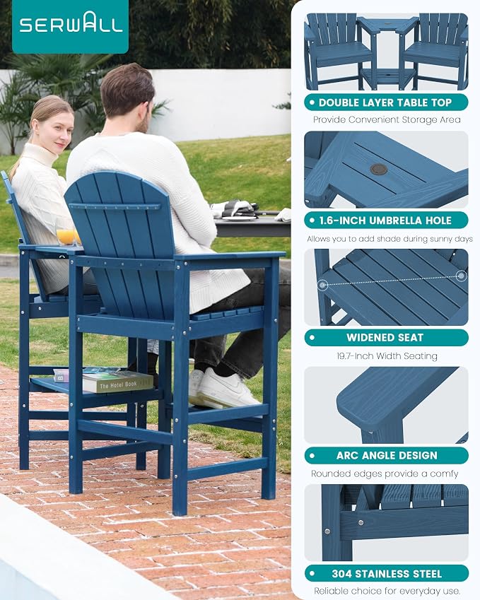SERWALL Tall Adirondack Chairs Set of 2 - Image 4