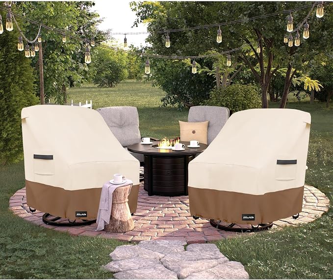 Outdoor Swivel Lounge Chair Cover 2 Pack, 600D Waterproof Heavy Duty Outdoor by PatioFurnitureCovers