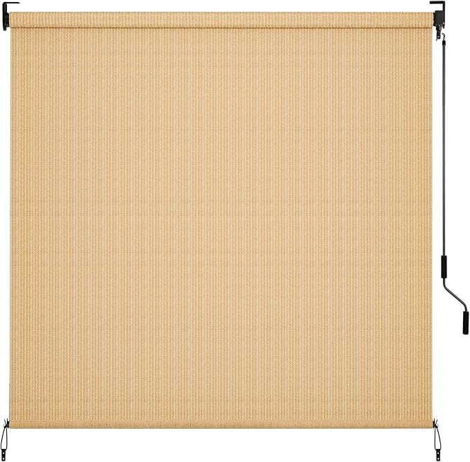 LIFERUN Outdoor Roller Sun Shade 8' W x 6' H– UV Block Patio Shade by PowerYourEveryWorkout