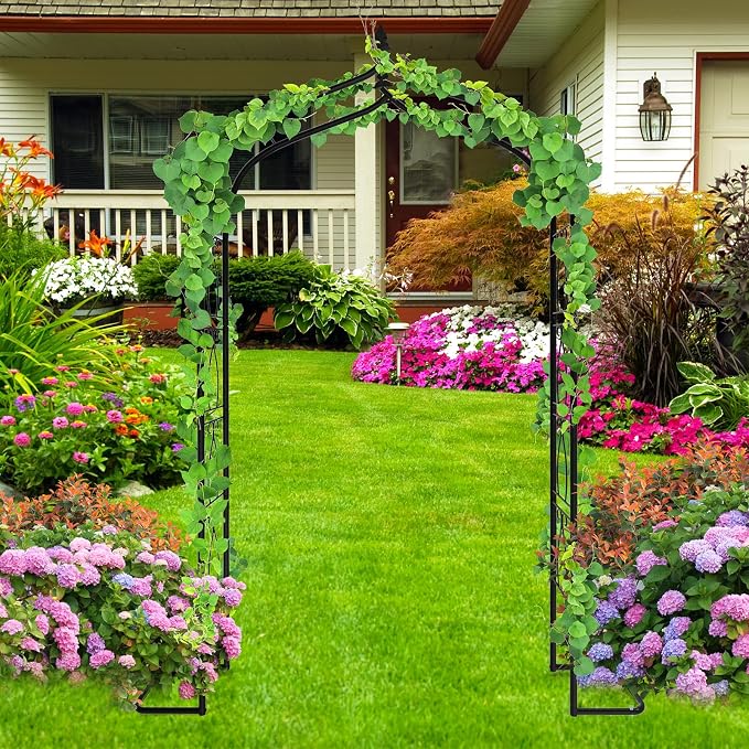 OUSHENG 7FT Garden Arch Trellis, Outdoor Steel Arbor - Image 5