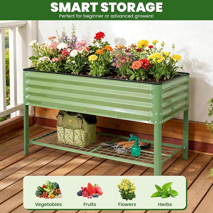 Elevated Raised Garden Bed 2' x 4'- Galvanized Metal Planter Boxes - Image 7