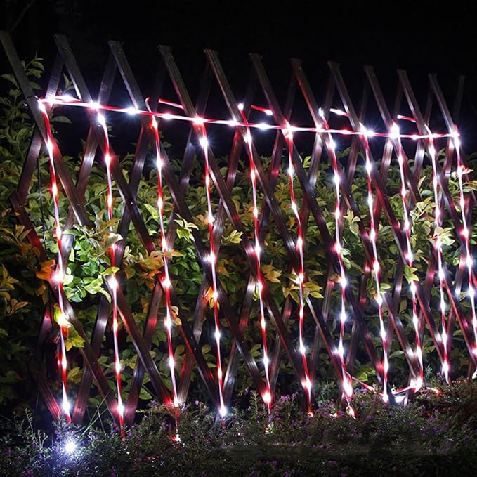QITONG Solar Christmas Lights, 2 Pack Each 33ft 100 LED Red & White Candy Cane - Image 5