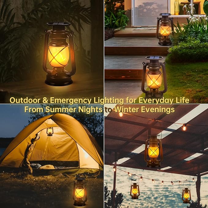 Solar Lantern Outdoor Hanging Solar Lights Dancing Flame Led Waterproof Camping - Image 4