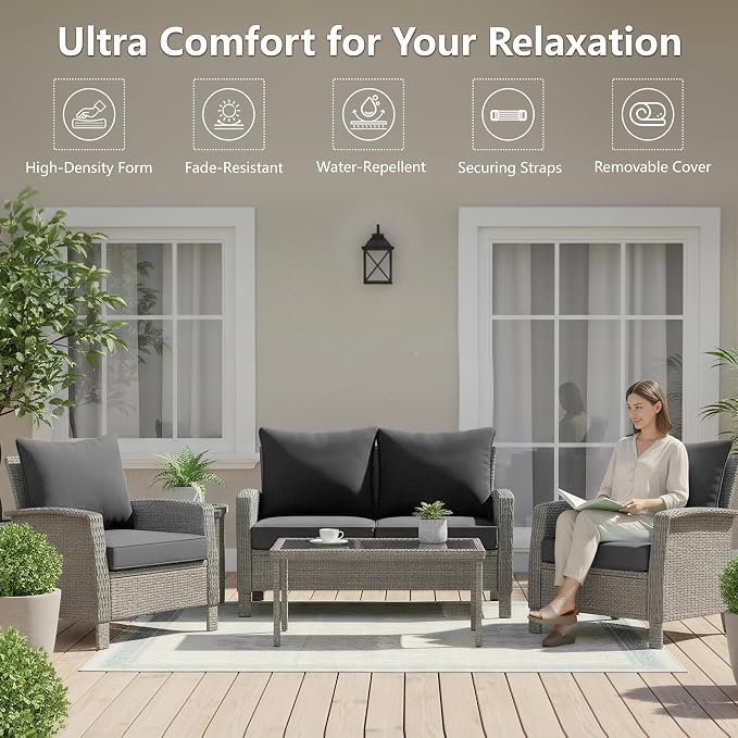 24x24 Inch Outdoor Chair Cushions Set of 4, Patio Furniture Cushions - Image 2