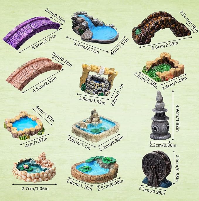 Plank Bridge Miniature Fairy Garden Accessories, Miniature Pond Lawn Garden - Image 3