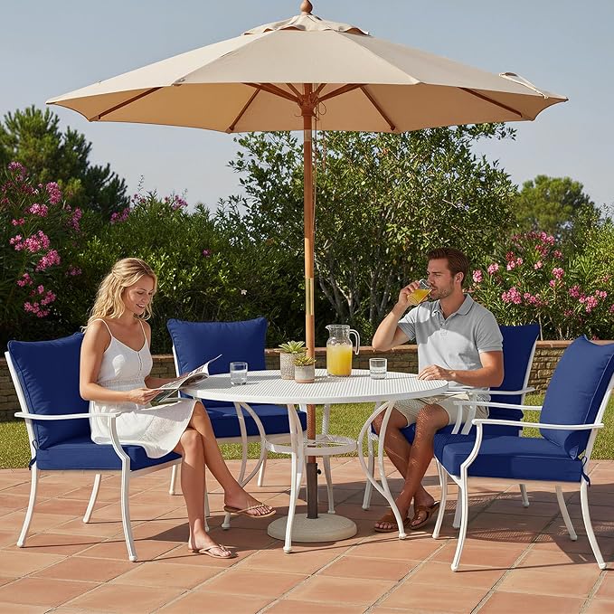 Outdoor Chair Cushions Set of 4, Waterproof Backrest and Deep Seat Cushion Set - Image 2