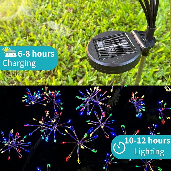 JJGoo Solar Garden Lights, New Upgraded 2 Pack Solar Swaying Starburst Light - Image 6