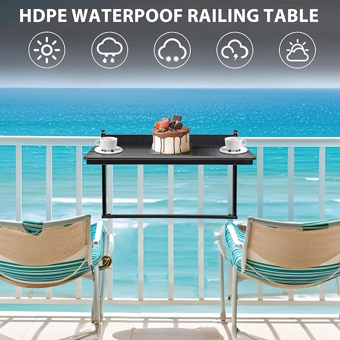 Sundale Outdoor 32" Large Folding Balcony Table - Image 5