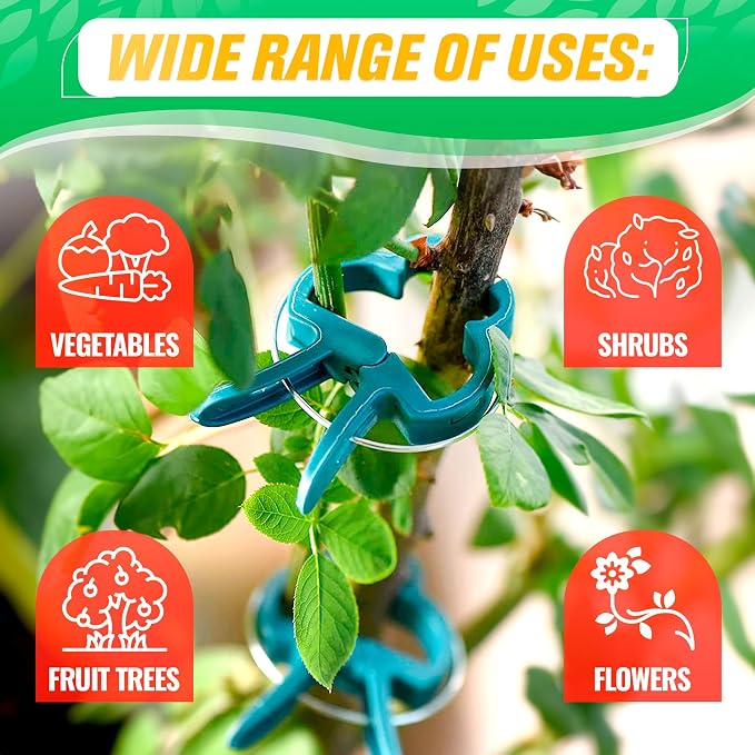 Tomato Plant Support Clips – 60 Pcs Reusable Plastic Garden Clips in 2 Sizes - Image 5