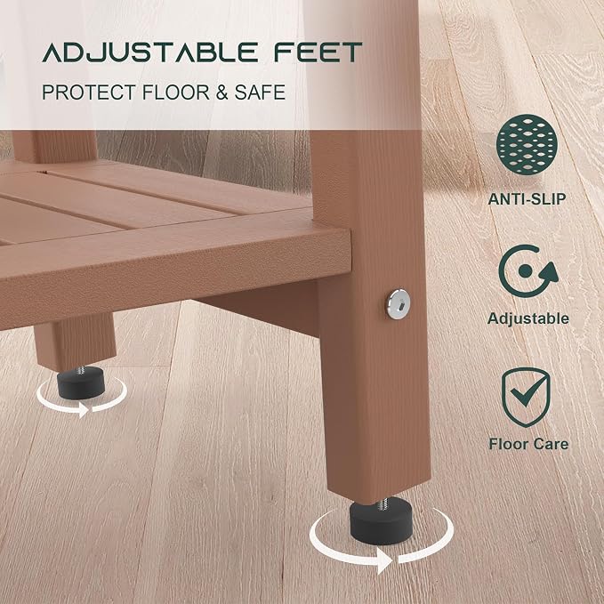 Shower Bench for Inside Shower, Teak Brown HDPE Shower Stool Waterproof - Image 5