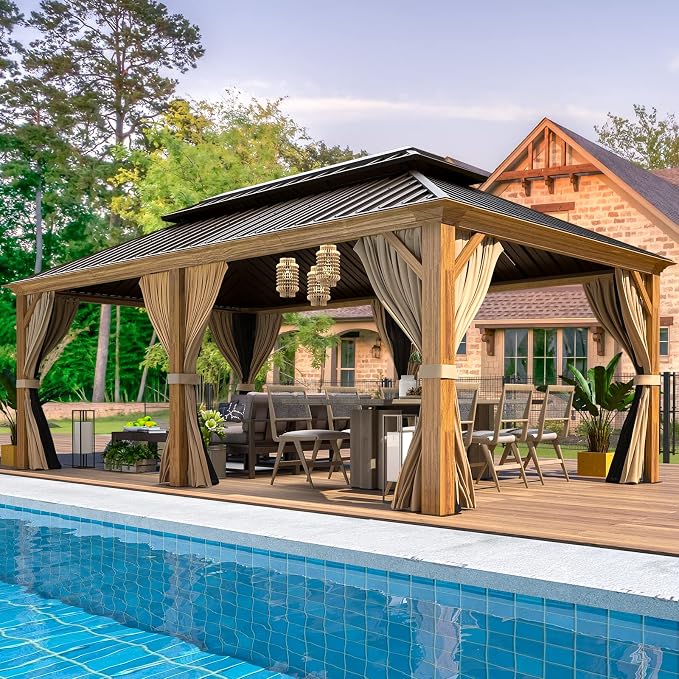 EROMMY 12'x20' Gazebo, Galvanized Steel Double Roof - Image 7