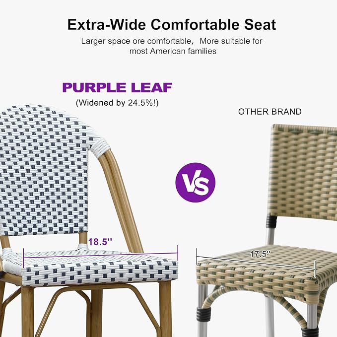 PURPLE LEAF French Counter Height Bar Stools Set of 2 Bamboo Print Finish - Image 5