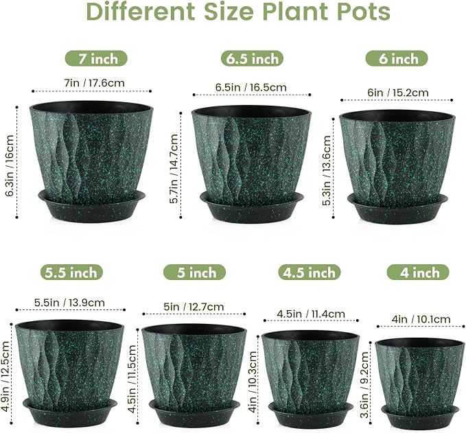 7/6.5/6/5.5/5/4.5/4 inch Plant Pots - Image 2