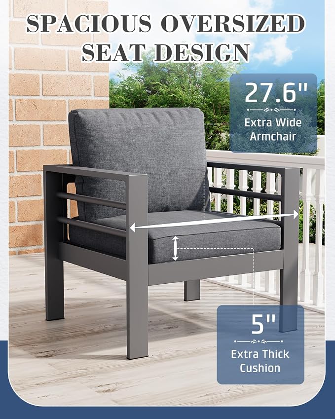 AECOJOY Aluminum Patio Furniture Set, 5 Seats Modern Outdoor Furniture - Image 3