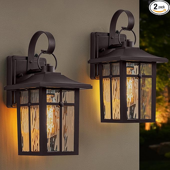 2 Pack Dusk to Dawn Outdoor Lighting, Oil Rubbed Bronze Exterior Light Fixtures by Lawyettle