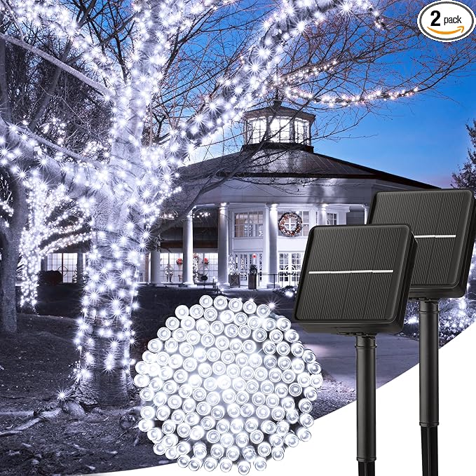 Solar String Lights Outdoor, 2 Pack Total 80 FT 200 LED Solar Powered String by Minetom