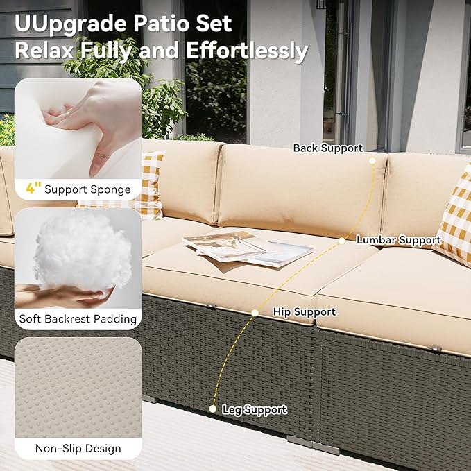 Aoxun Patio Furniture Set with Fire Pit Table, 8 Piece Outdoor Sectional Sofas - Image 2