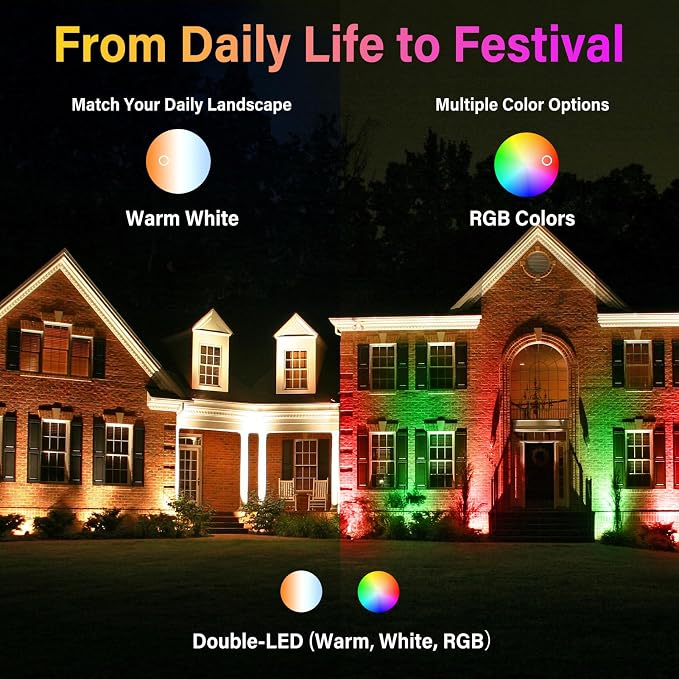 Christmas Spot Lights Outdoor Color Changing Landscape Spotlights, 12W RGBW LED - Image 6
