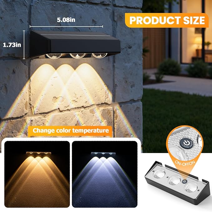 NIORSUN Solar Fence Lights, 16 Pack Solars Deck Light, RGB Color, Outdoor Bulb - Image 4