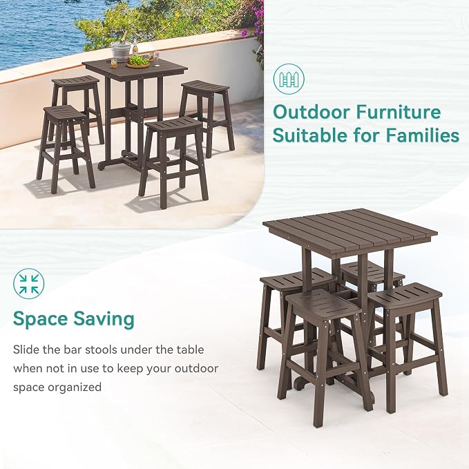 37.5" H Outdoor Bar Table，HDPE Bar Height Table - Image 5